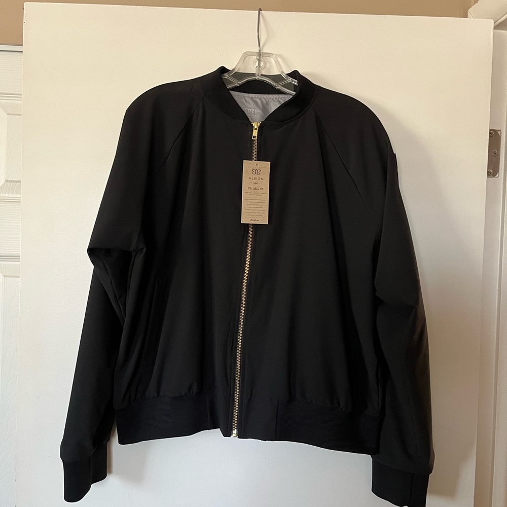 ALBION FIT BRAND NEW BLACK BOMBER JACKET, NEVER WORN. NWT!!